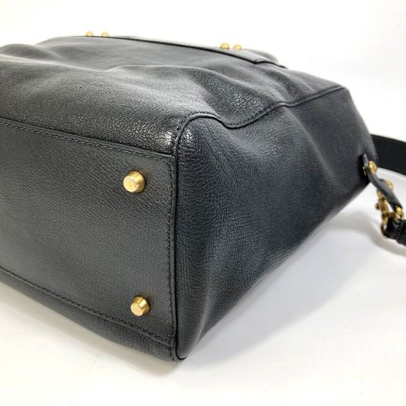 AUTHENTIC Christian Dior Logo studs DIORANGELS 2WAY Tote Bag Leather Black - Picture 5 of 14